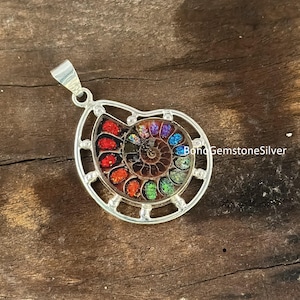 Ammonite Fossil Shell Pendant – Boho Jewelry, Nautical Gift, Crystal Healing Necklace, Unique Fossil Necklace for Women for Gift