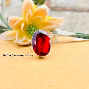 Garnet Oval Shape Gemstone Ring 925 sterling Silver Handmade Ring Jewelry Natural Stone All Ring Size Available Ring Best Gift for Hem
