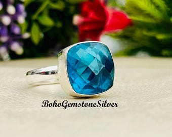 Blue Topaz Sterling Silver Ring | Dainty Gemstone Jewelry