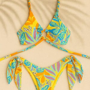 Tropical Print Bikini with Ring Detail – Handmade in Colombia