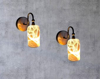 Alabaster Bell Vanity Lamp | Aged Bronze Bathroom Wall Sconce
