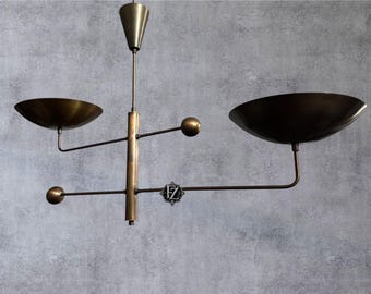 Mid-Century Modern Brass Balance Chandelier - Industrial Style Pendant Kitchen Island lights