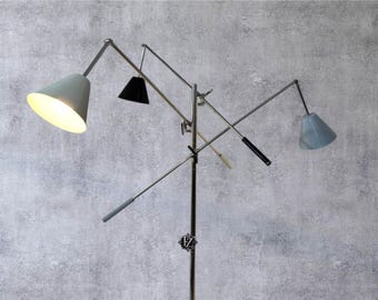 Triennale Stehlampe im Angelo Lelli Stil, Mid-Century Modern Chrom