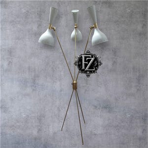 Modern Italian Brass Floor Lamp 3 Shades | Diabolo Tripot | Modern Lighting Mid Century Floor Lamp For Home Interior
