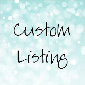 May include: A blue and white background with the text "Custom Listing" in black.