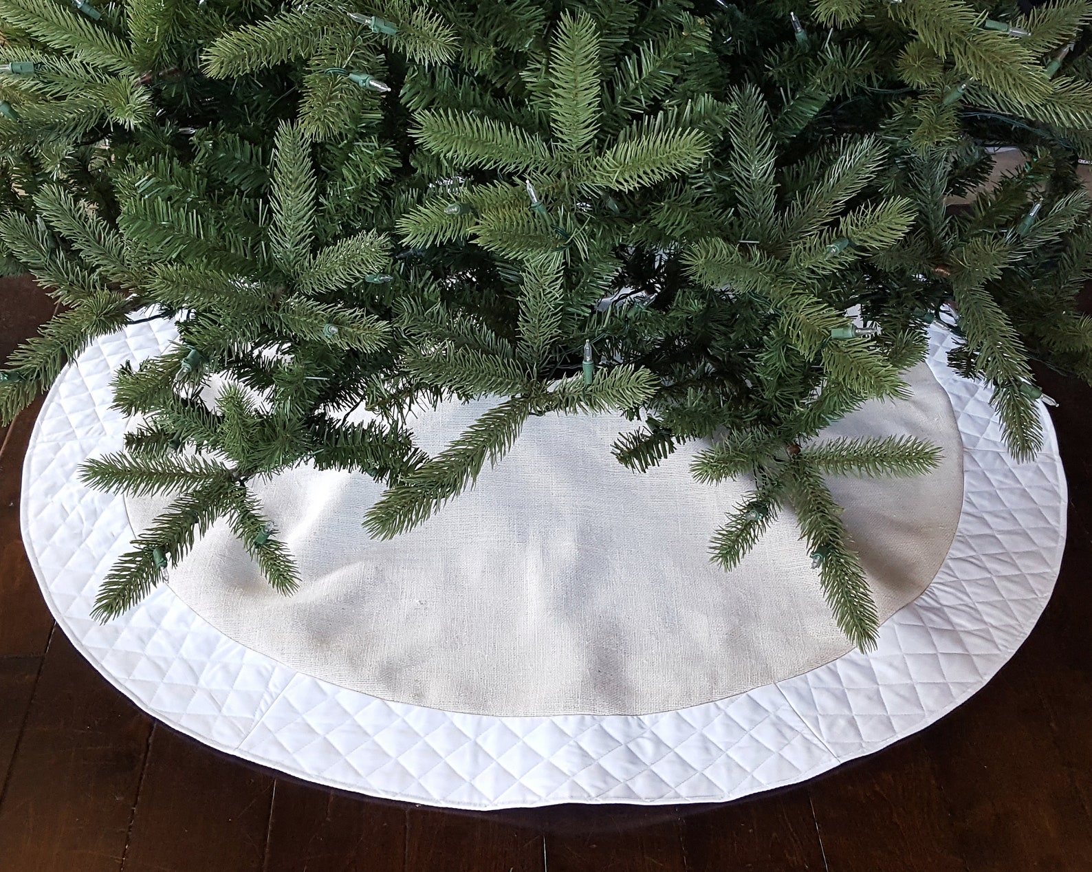 Personalized Christmas Tree Skirt. 54 White/ivory Burlap - Etsy
