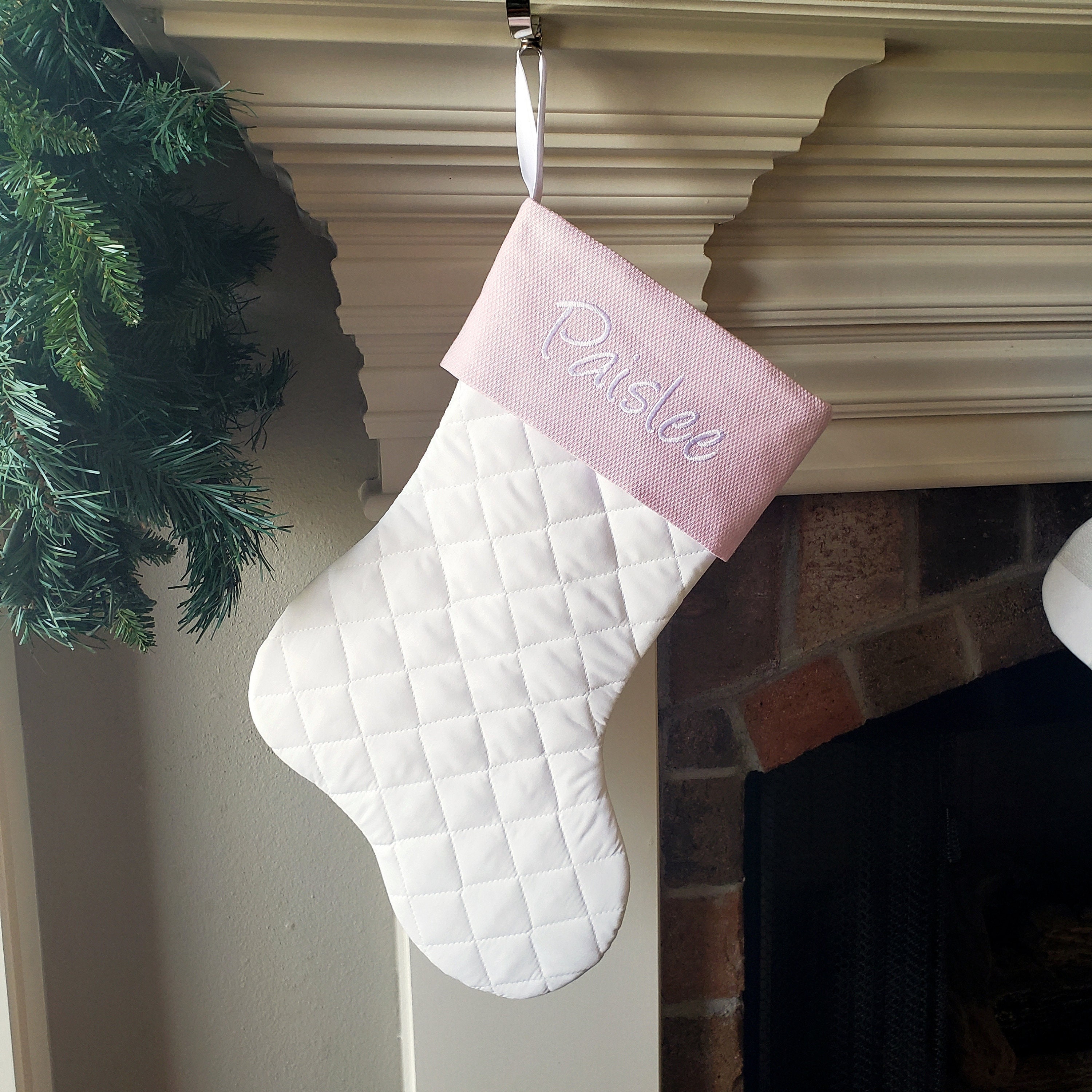 34 Adorable Christmas Stocking Ideas to Hang with Pride: Festive Flair for Your Fireplace 4 Personalized Christmas Stocking. White Quilted Christmas Stocking…