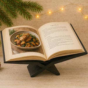 Handmade Minimalist Book Holder | Open Book Display |  Cookbook Holder, Recipe Book Stand, Modern Sleek Home Decor, Contemporary Book Stand