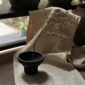 Handcrafted Black Terracotta Bowl with Stand – Vintage Pottery, Vintage Gift, Decorative Bowl, Vietnamese Artisan
