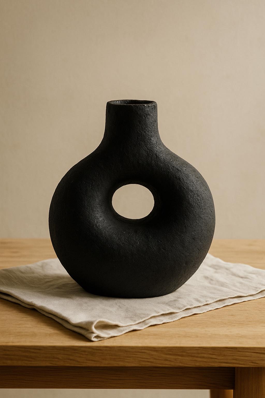 ノ*ズ様 黒い陶器の花瓶 ブラックノルディックテラコッタ花瓶 – モダンでミニマリストな陶器の