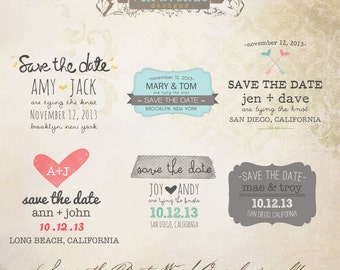 instant download save the date words overlays vol4