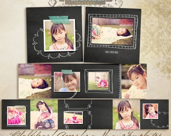 Chalkboard 3x3 Accordion book templates for photographers