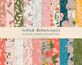 Inked Botanicals Digital Papers Collection