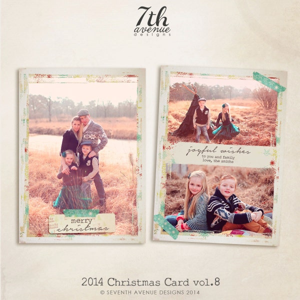 2014 Christmas Card Templates vol.8 7x5 inch card template