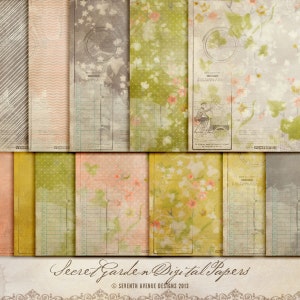 Digital-Papers - Secret Garden. Perfekt für Blog Hintergrund, Kunstzeitschrift, Mischtechnik, Karte machen und vieles mehr.