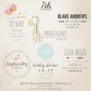 INSTANT DOWNLOAD Birth Announcement Words Overlays vol.6 image 1