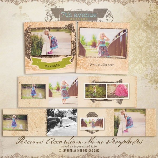 Precious 3x3 Accordion mini templates for photographers