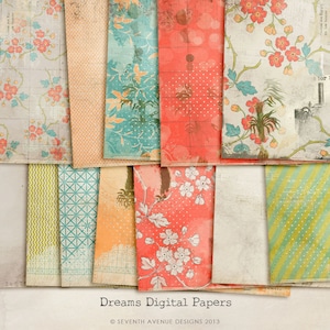 INSTANT DOWNLOAD - Digital Papers - Dreams. Perfect for blog background, card making and much more.