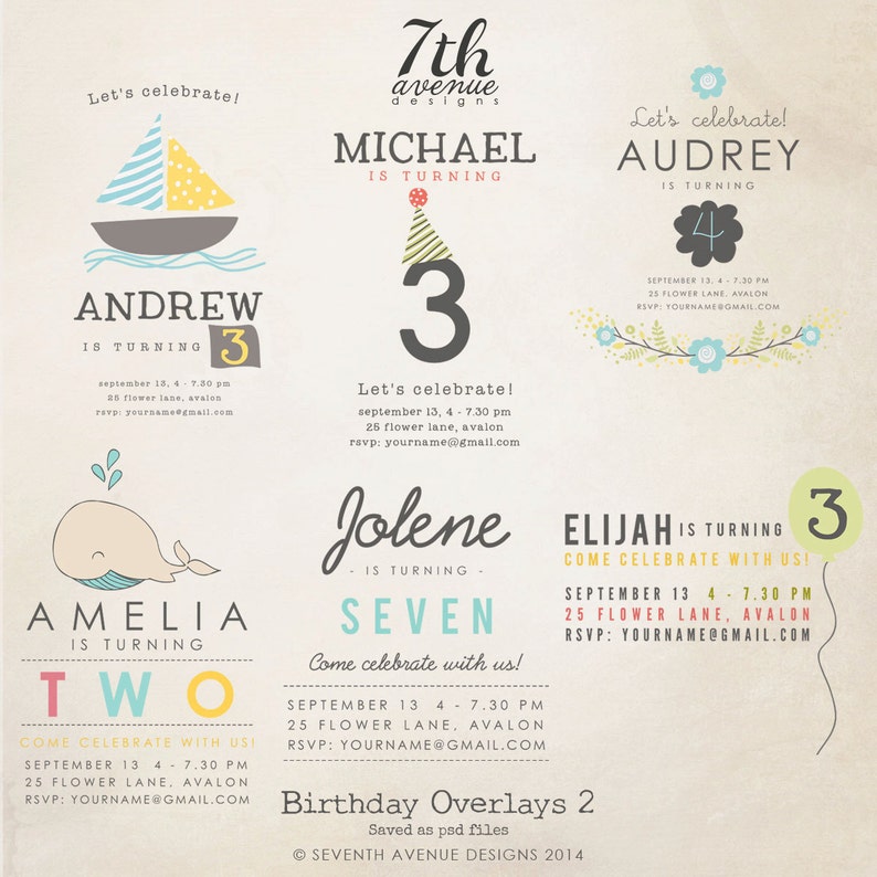 INSTANT DOWNLOAD Birthday Words Overlays vol.1 image 1