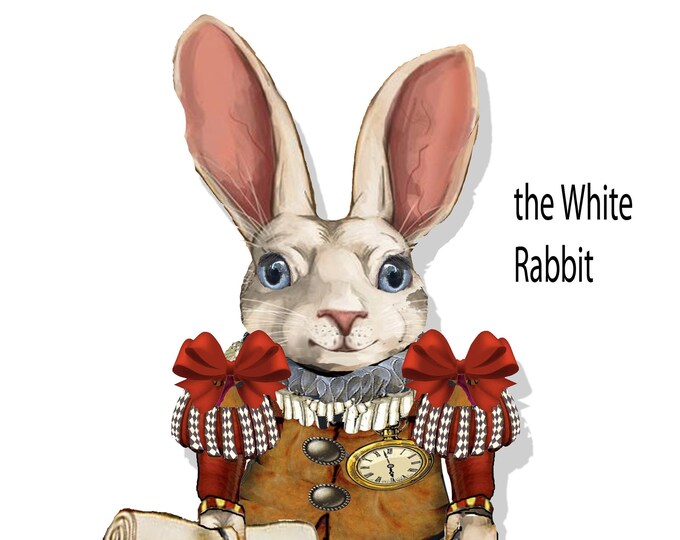 Printable Alice in Wonderland White Rabbit Original Doll Articulated ...