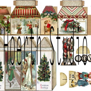 Printable Christmas Village Victorian Paper Houses and Clock Tower ...