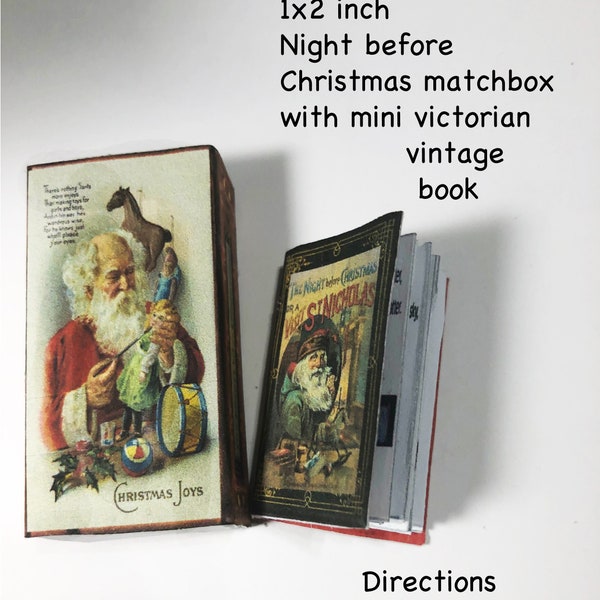 printable miniature the night before christmas book and 1x2 inch matchbook for storage cute miniature christmas gift or fun holiday project