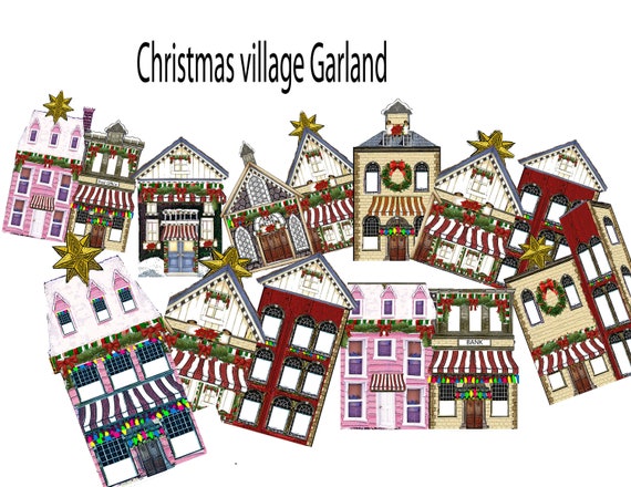 Victorian christmas village garland