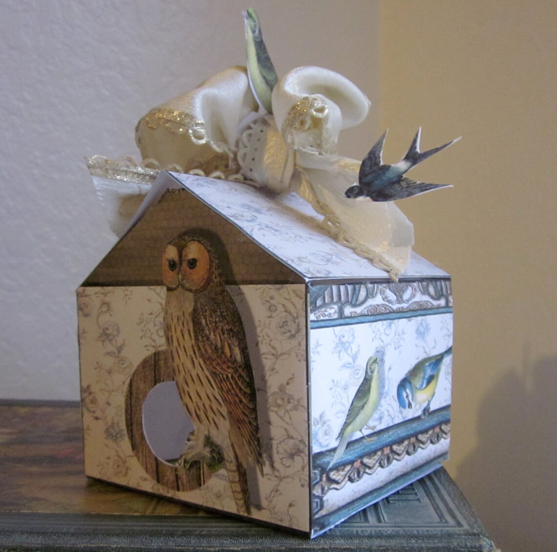 Printable tiny house Spring owl birdhouse DIY paper house | Etsy