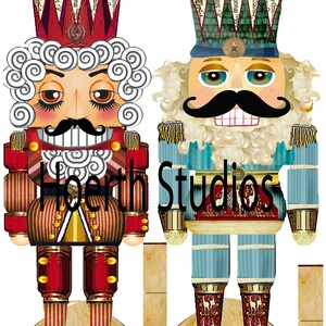 Christmas Nutcrackers 11 inch stand up paper dolls for decor on tables or desks collage sheet printable download files very easy assemblage image 3