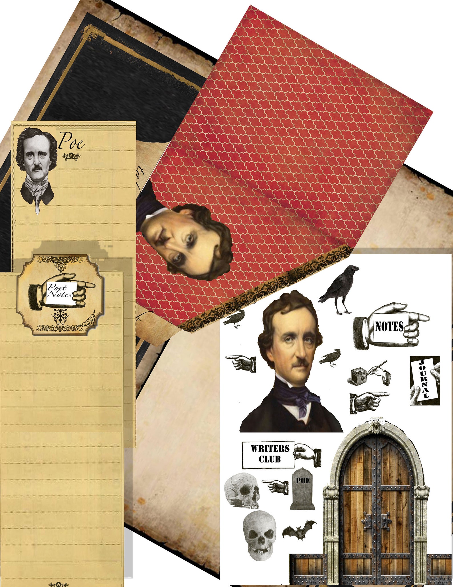 Gothic Edgar Allan Poe Gothic Journal kit printable junk | Etsy