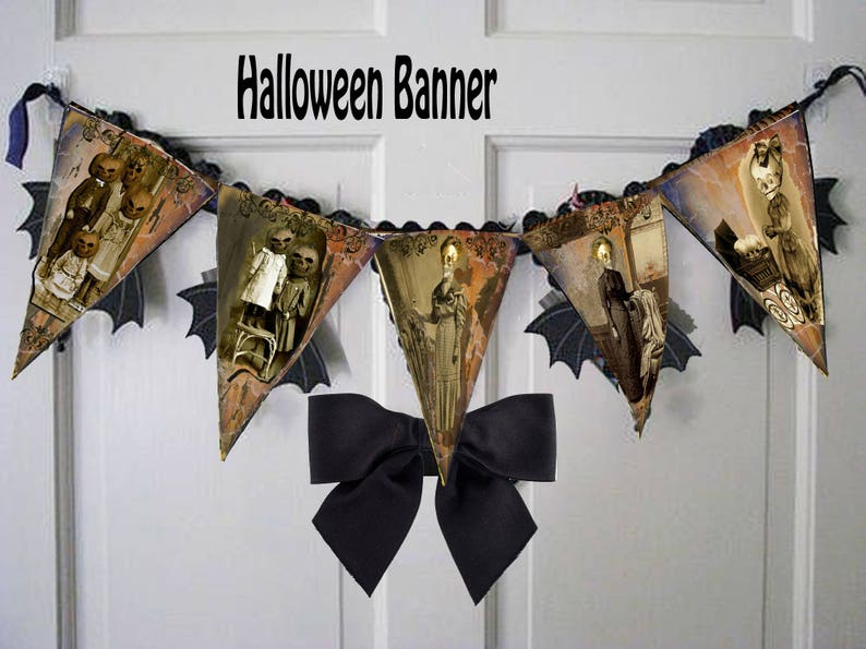 Printable halloween Gothic party banners bunting or just fun decor macabre gothic flags large size