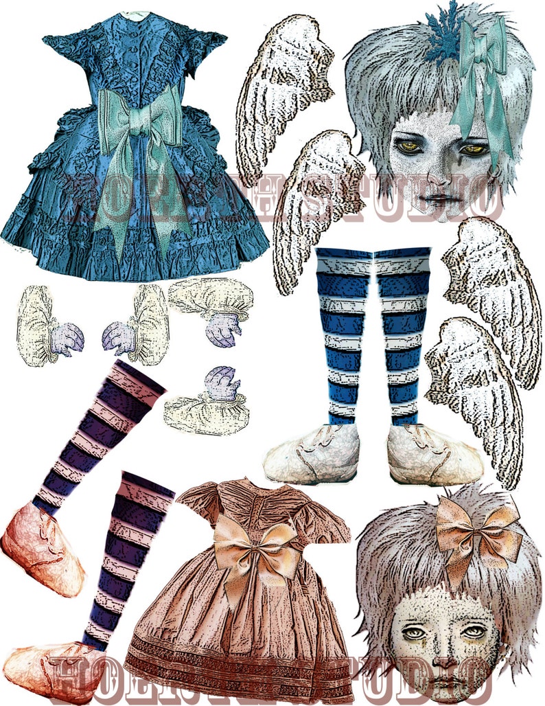 Download Gothic DIY Paper Dolls original design instant download | Etsy