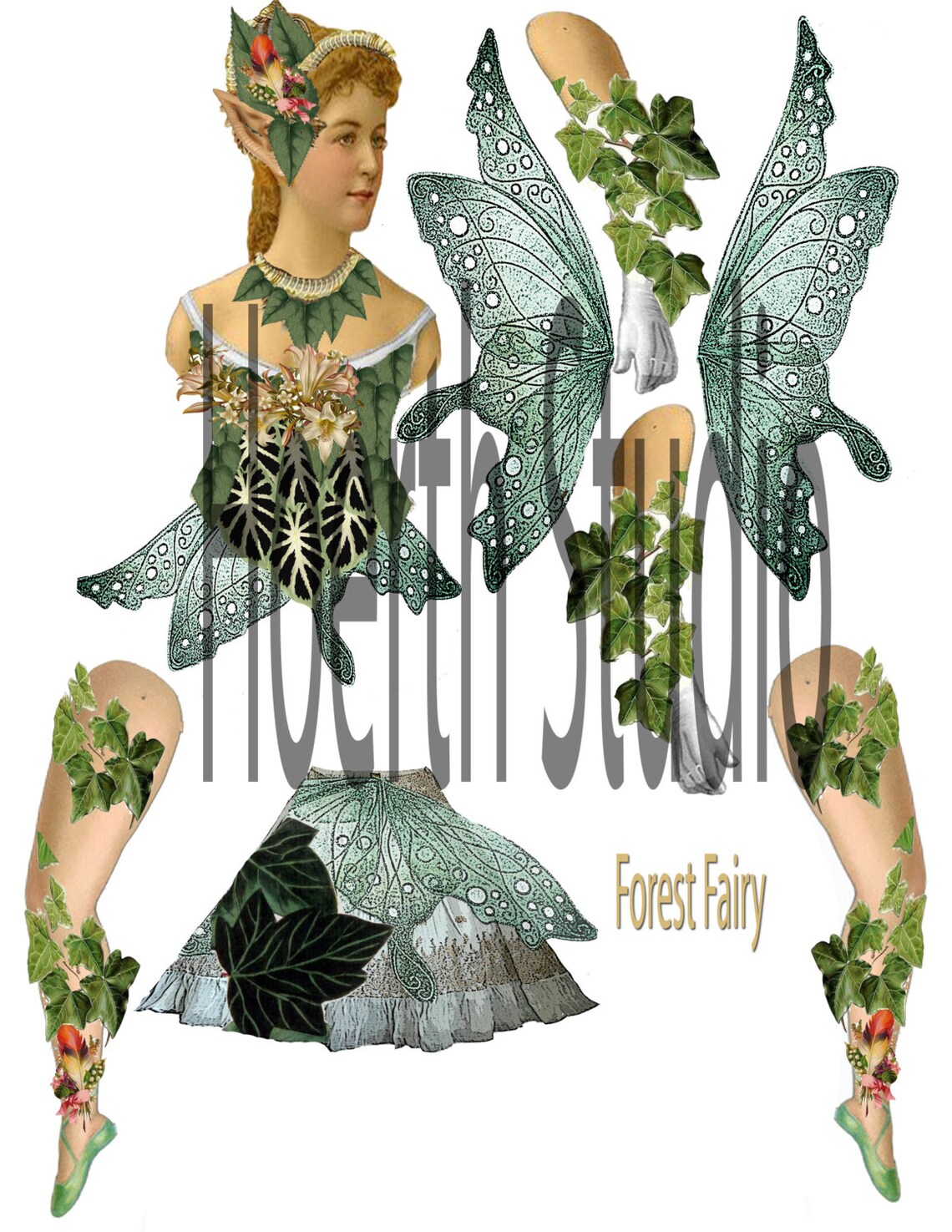 Printable Fairy paper doll fairy tale paper doll magic forest | Etsy