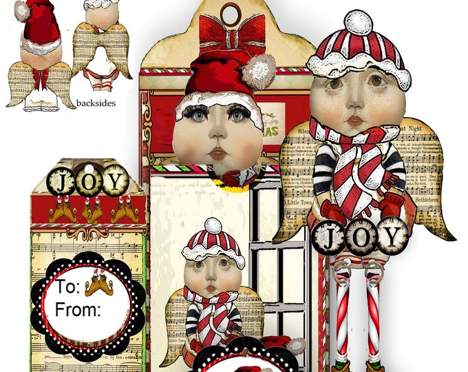 Printable Christmas Elves Paper Dolls Fronts and Backs With Pocket Tag ...