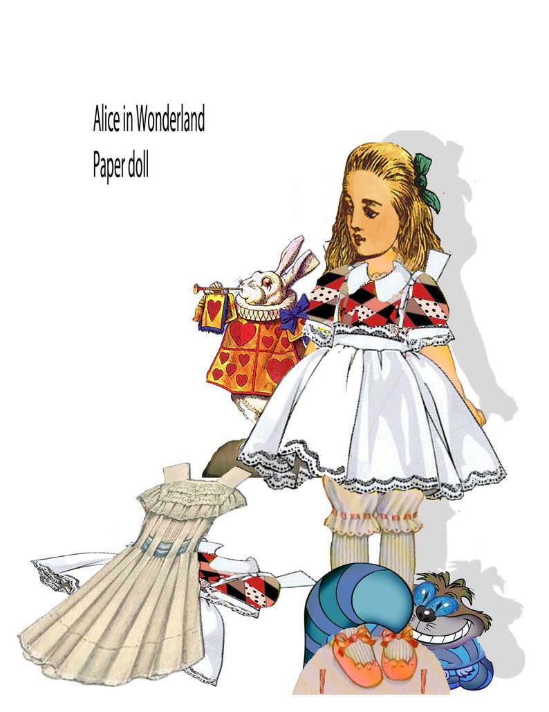 alice in wonderland paper dolls