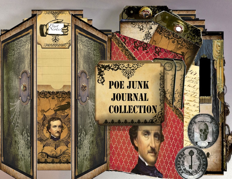 Gothic Edgar Allan Poe Gothic Journal Kit Printable Junk Etsy