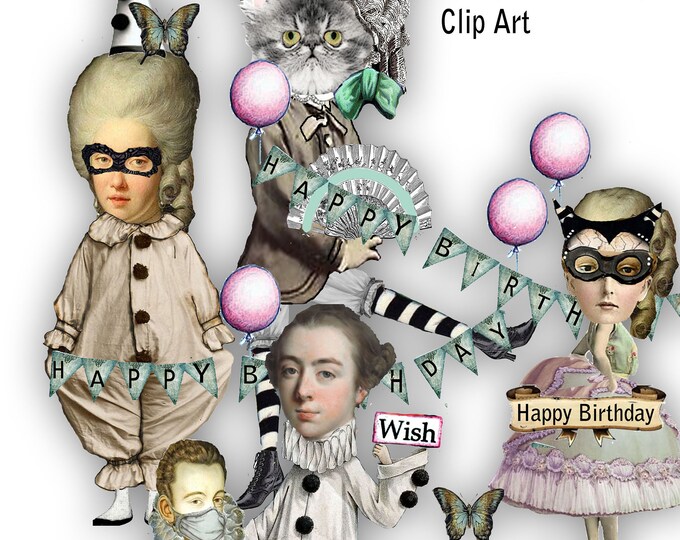 Printable Marie Antoinette Clip Art Paper Doll Collage Happy - Etsy