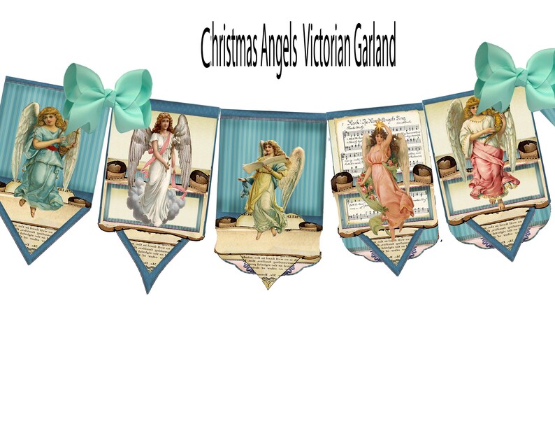 Printable Victorian Christmas Angel banner Garland bunting | Etsy