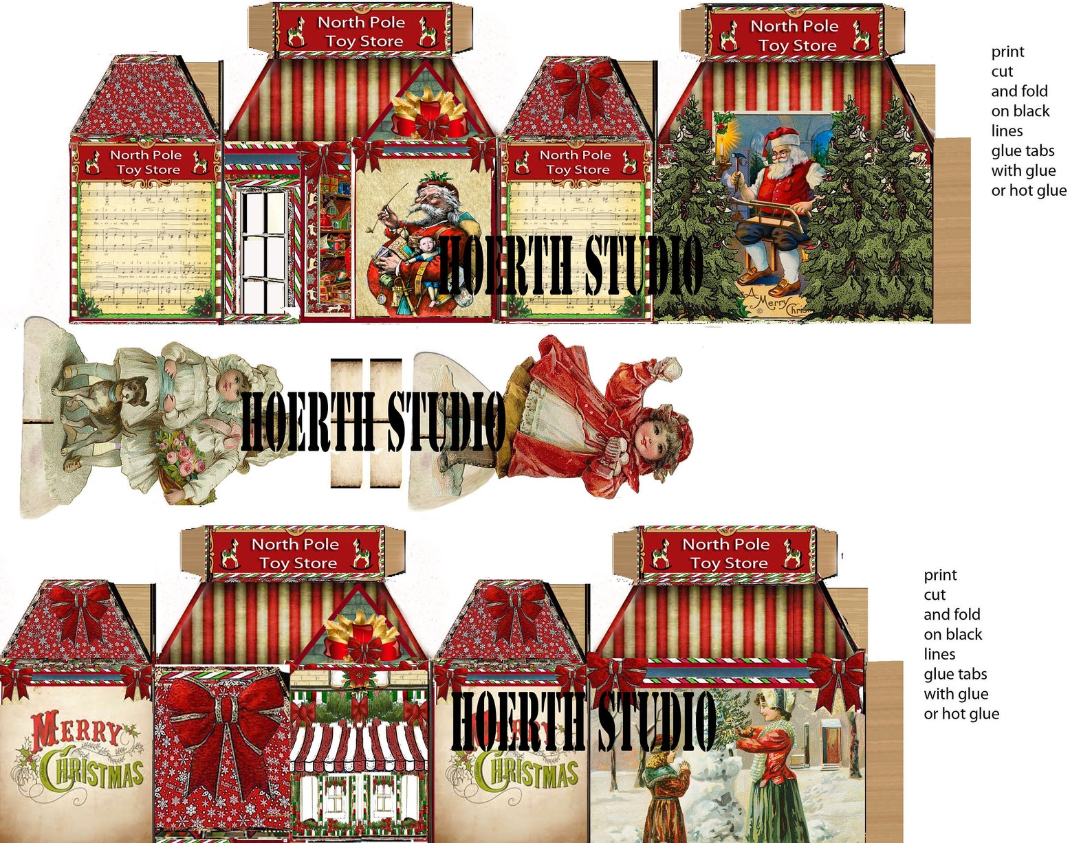 Printable Christmas Village Victorian Ephemera Images - Etsy