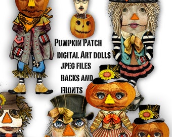 printable pumpkin halloween paper dolls downloads fronts and backs great for scrapbook junk journals ephemera cuts art for  craft projects