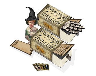 Printable Fortune Teller matchbook template and clip art to create Halloween decor party decor scrapbook items, or just fun fortunes