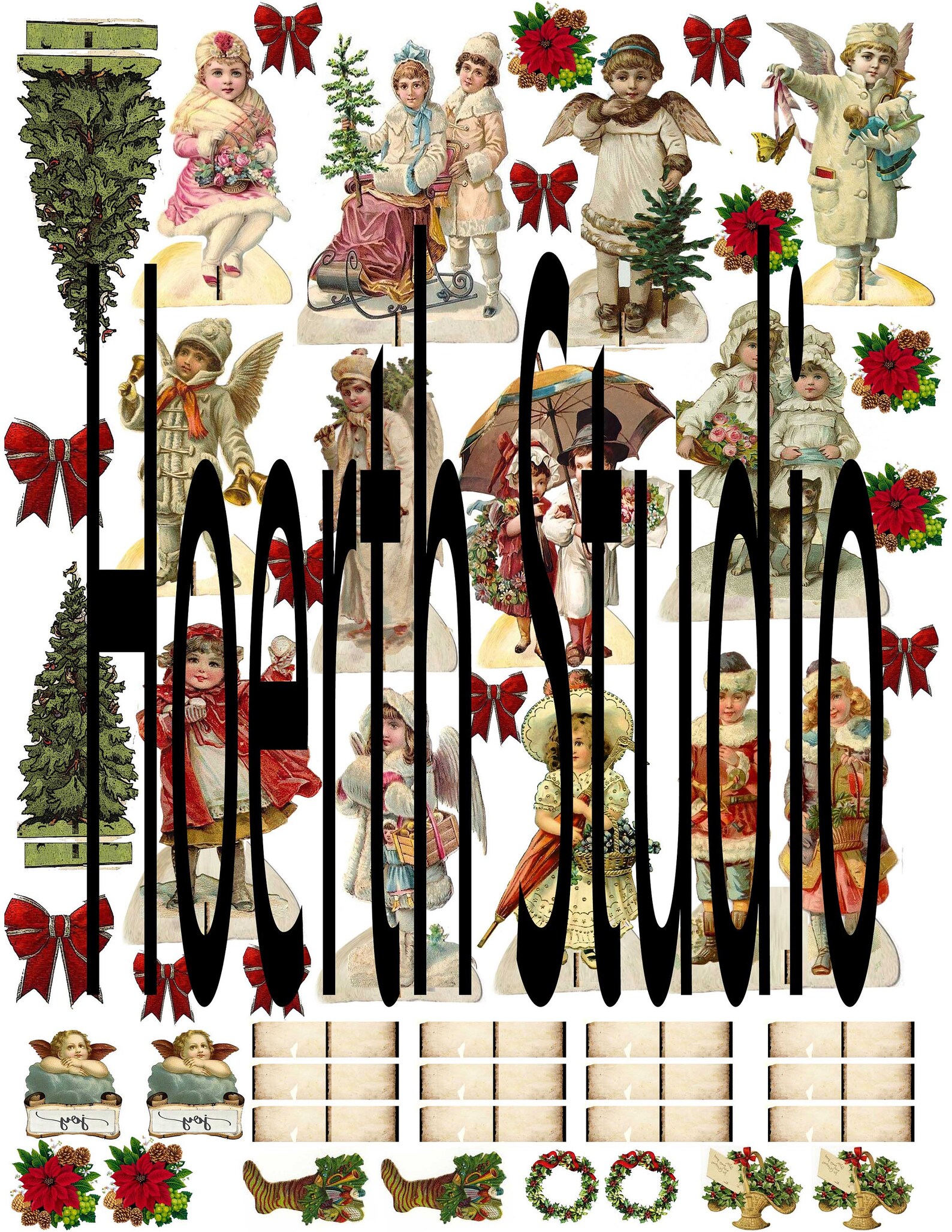 Christmas Printable Victorian Clip Art Backs and Fronts | Etsy