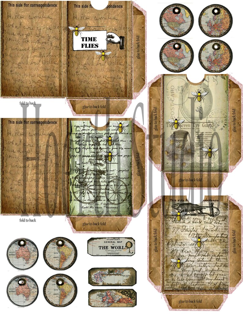 Download Steampunk mini tags with pockets for scrapbooking vintage ...