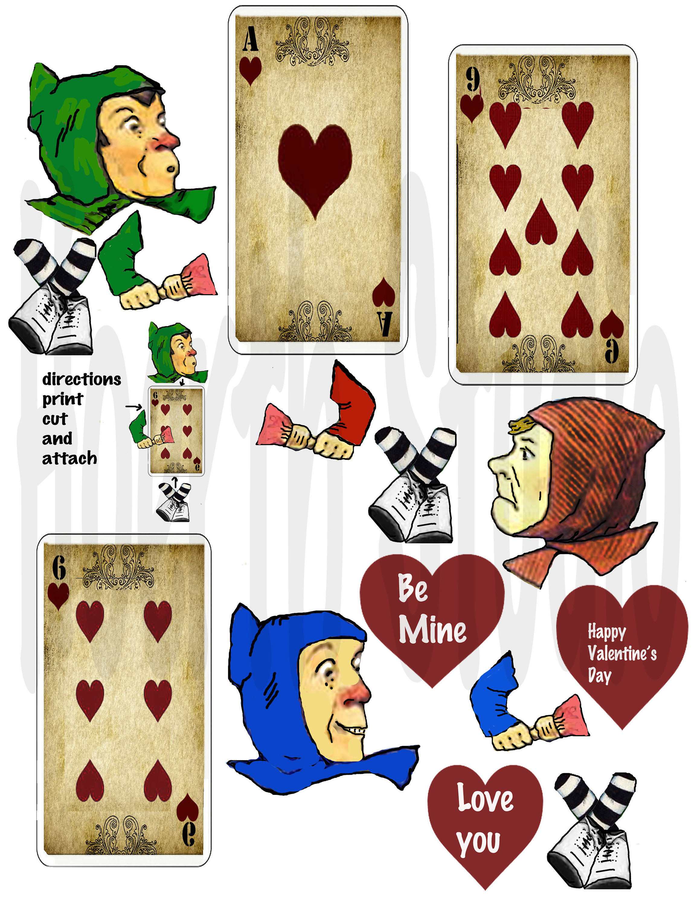 Printable Alice in wonderland Cards for valentine&rsquo;s day | Etsy