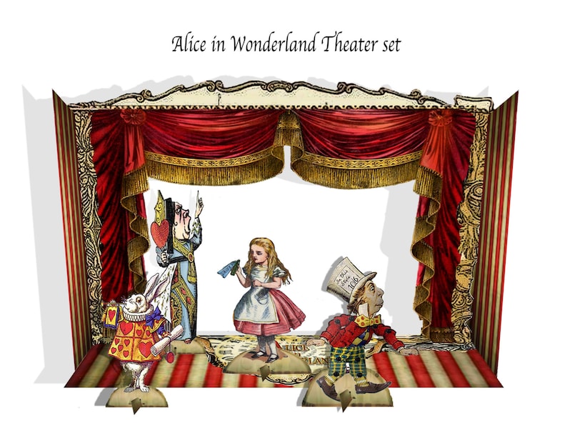 Alice in Wonderland Printable Paper Theater With Characters | Etsy Australia