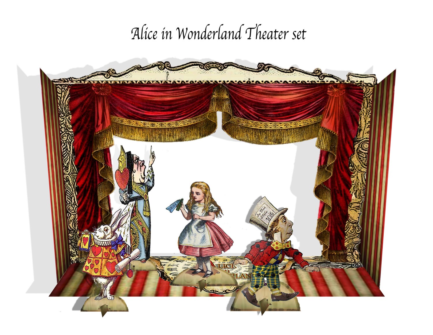 Alice In Wonderland Printable Paper Theater With Characters Etsy