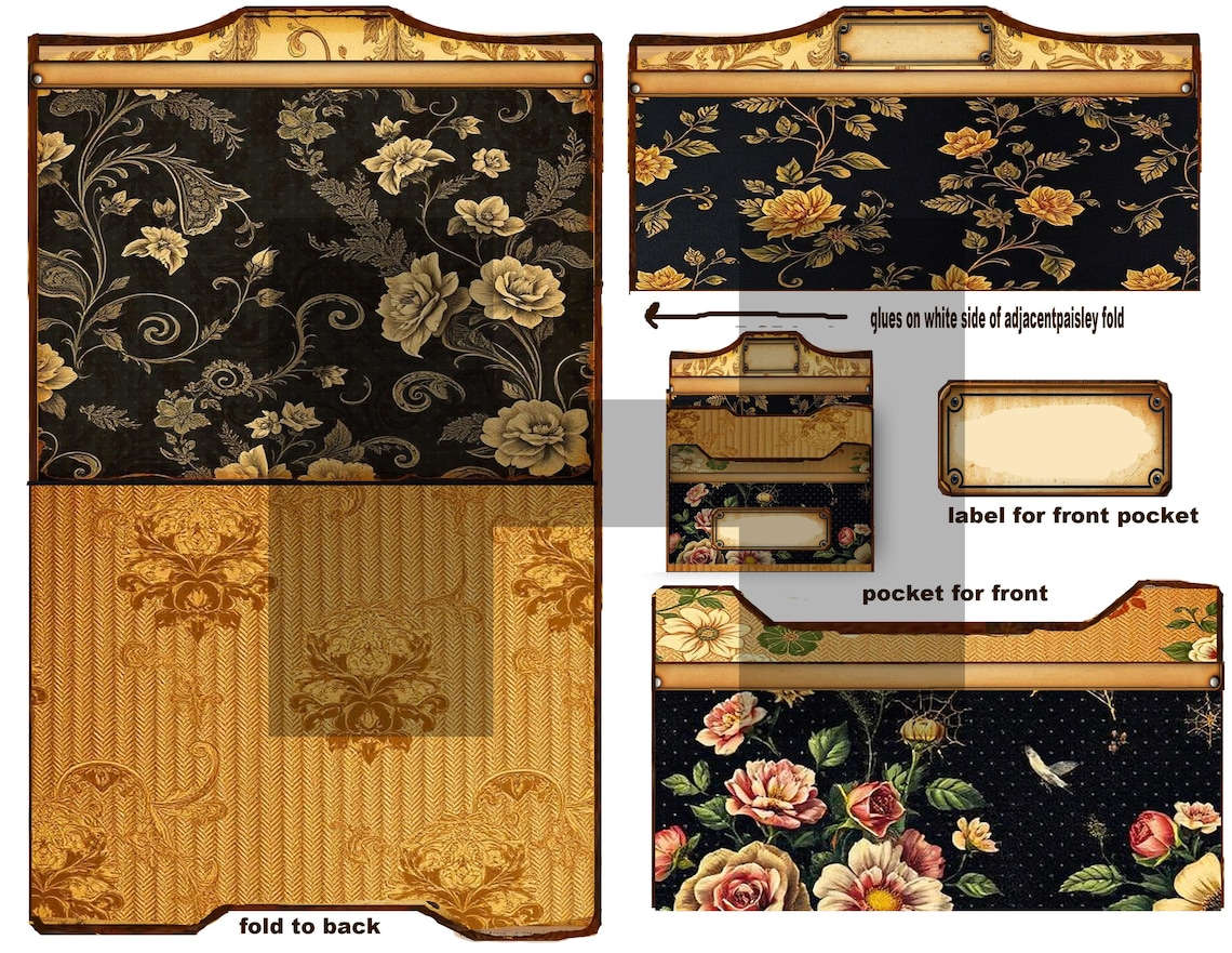 Printable Vintage Mini Tab Folder Pockets, Printable Junk Journal ...