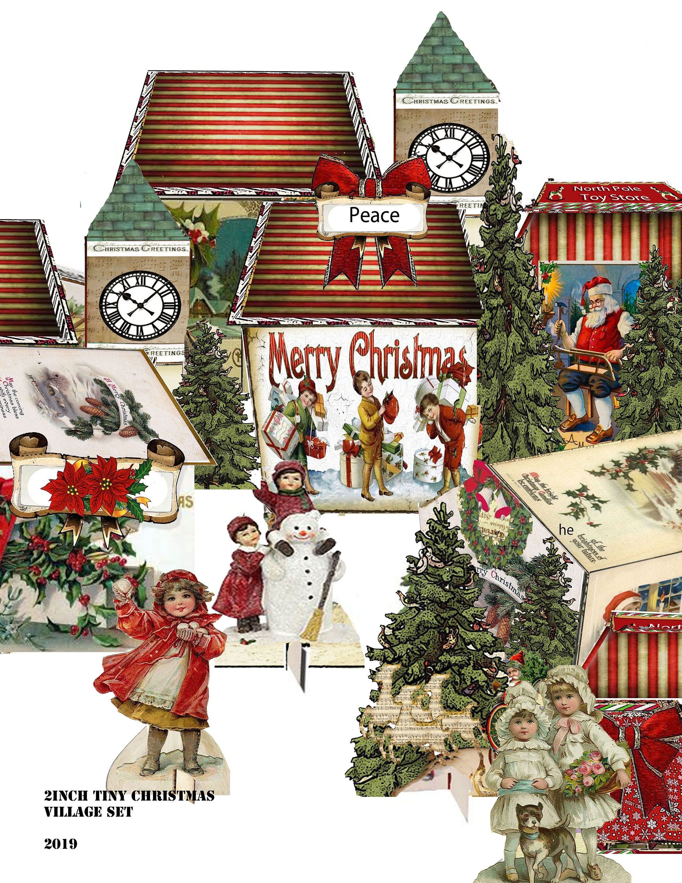 Printable Christmas Village Victorian Ephemera Images - Etsy