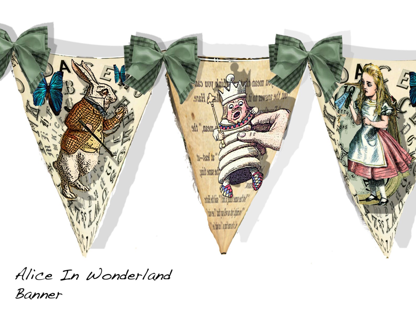 Printable Alice in Wonderland Banner premade sheets | Etsy