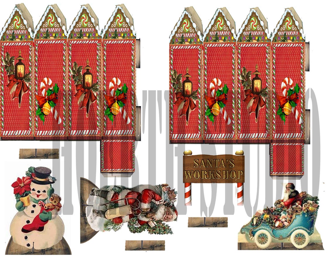 Printable Victorian Christmas Village Santa's Workshop - Etsy